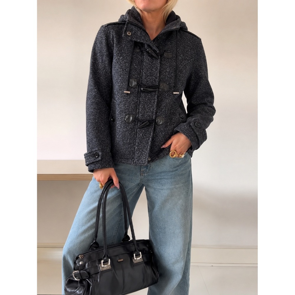 Full Tilt Hooded Toggle Military Peacoat Dark Academia Grunge Jacket L